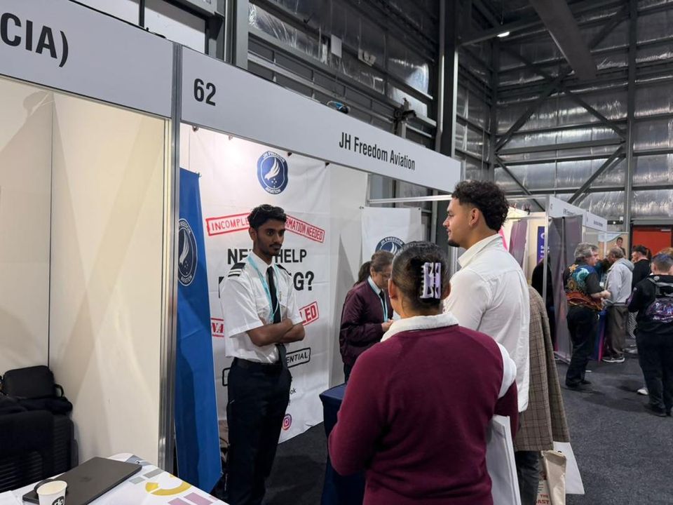 Exhibitor stand at a careers and training expo in Australia