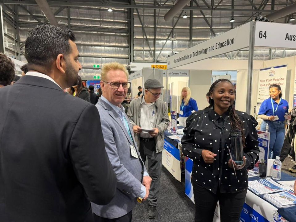 Visitors at a careers and training expo in Australia