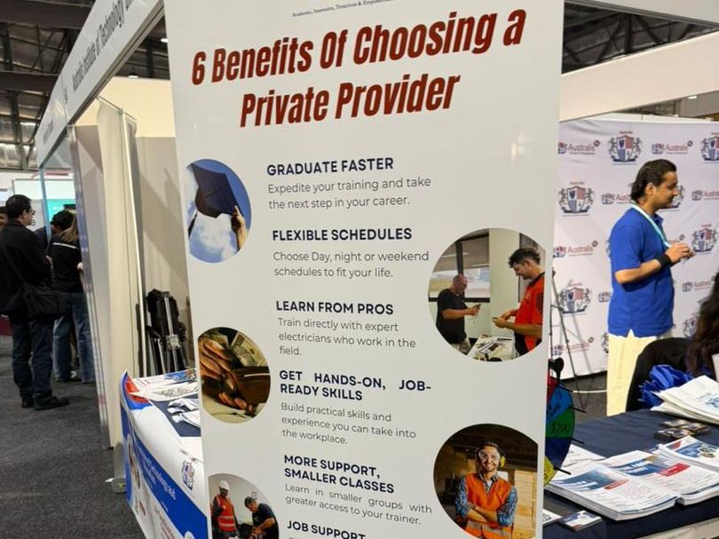 Banner at a careers and training expo in Australia