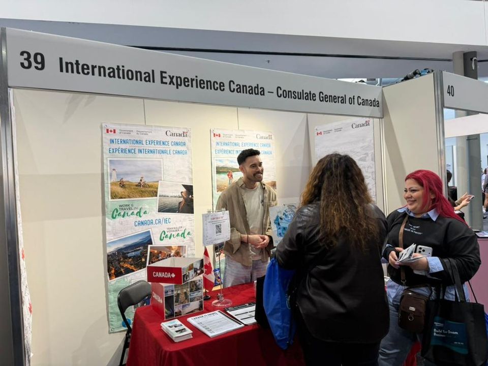 Exhibitor stand at a careers and training expo in Australia
