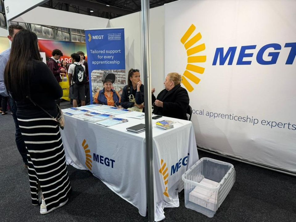Exhibitor stand at a careers and training expo in Australia