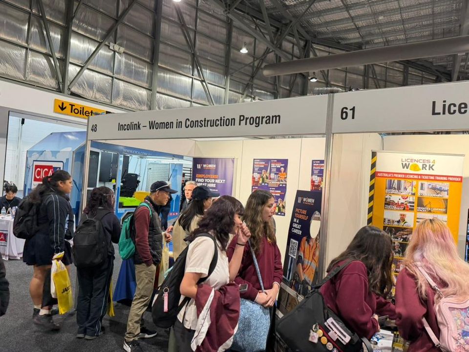 Students visiting a careers and training expo in Australia