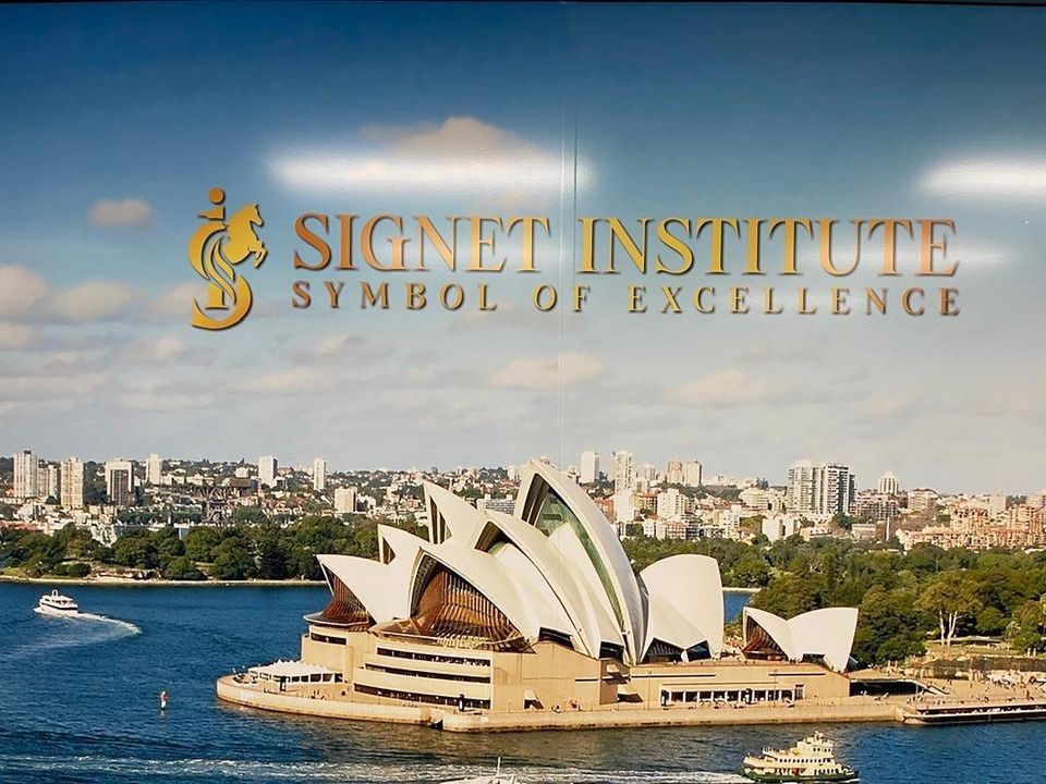 Signet Institute of Australia branding wall